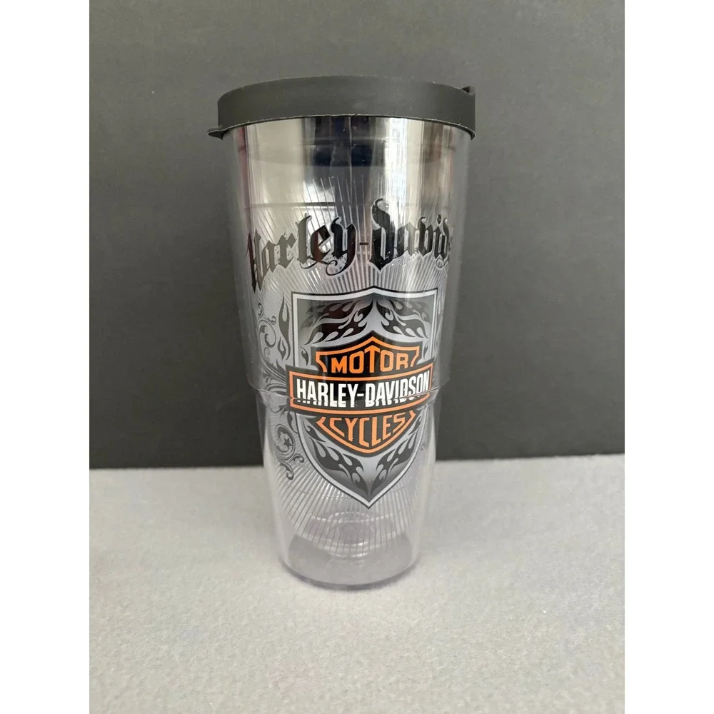 Tervis Harley-Davidson Tumbler 24 oz Clear Black Orange Shield Logo with Lid